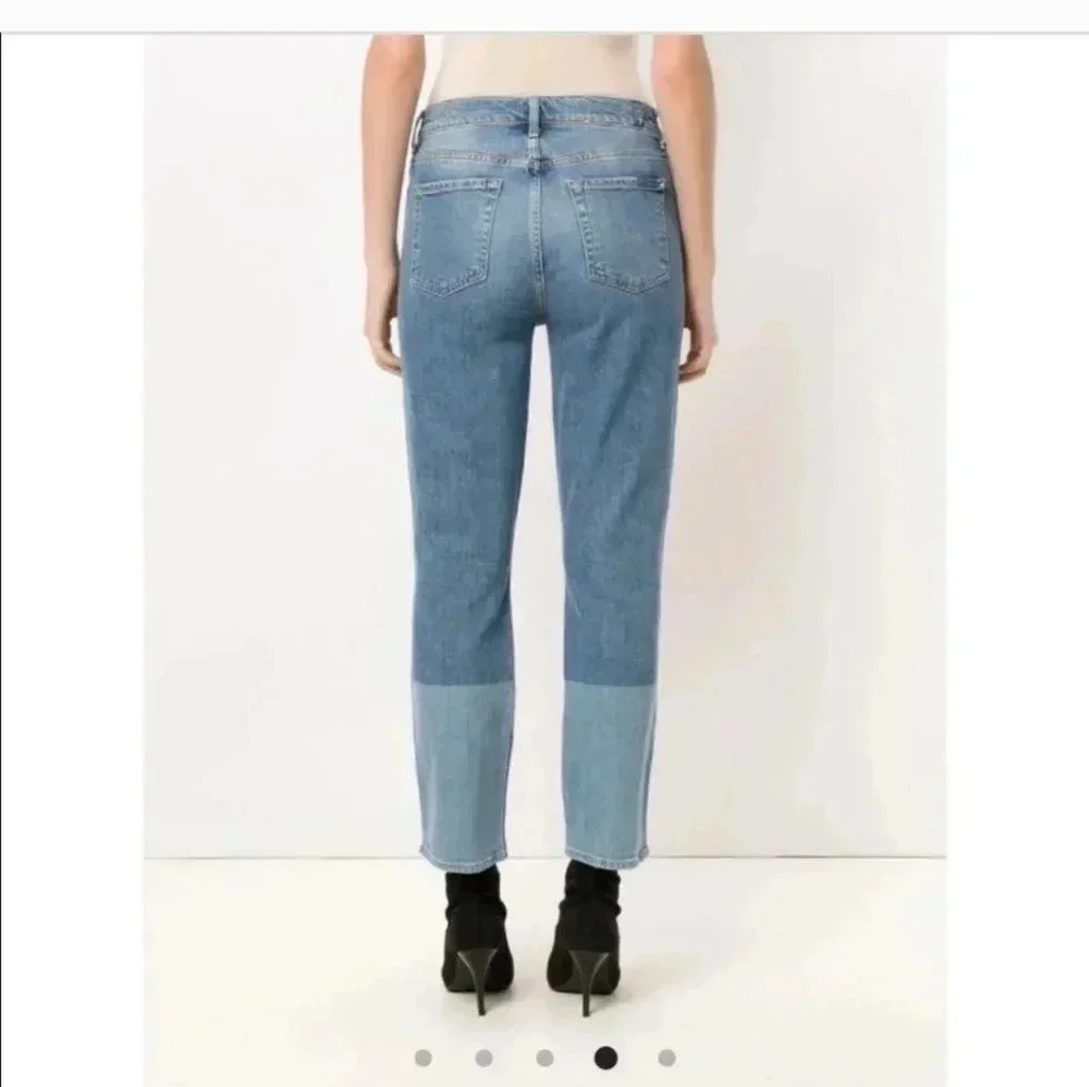 7 For All Mankind Edie Highrise Patchwork Slightly Distressed Straight Jeans(26)